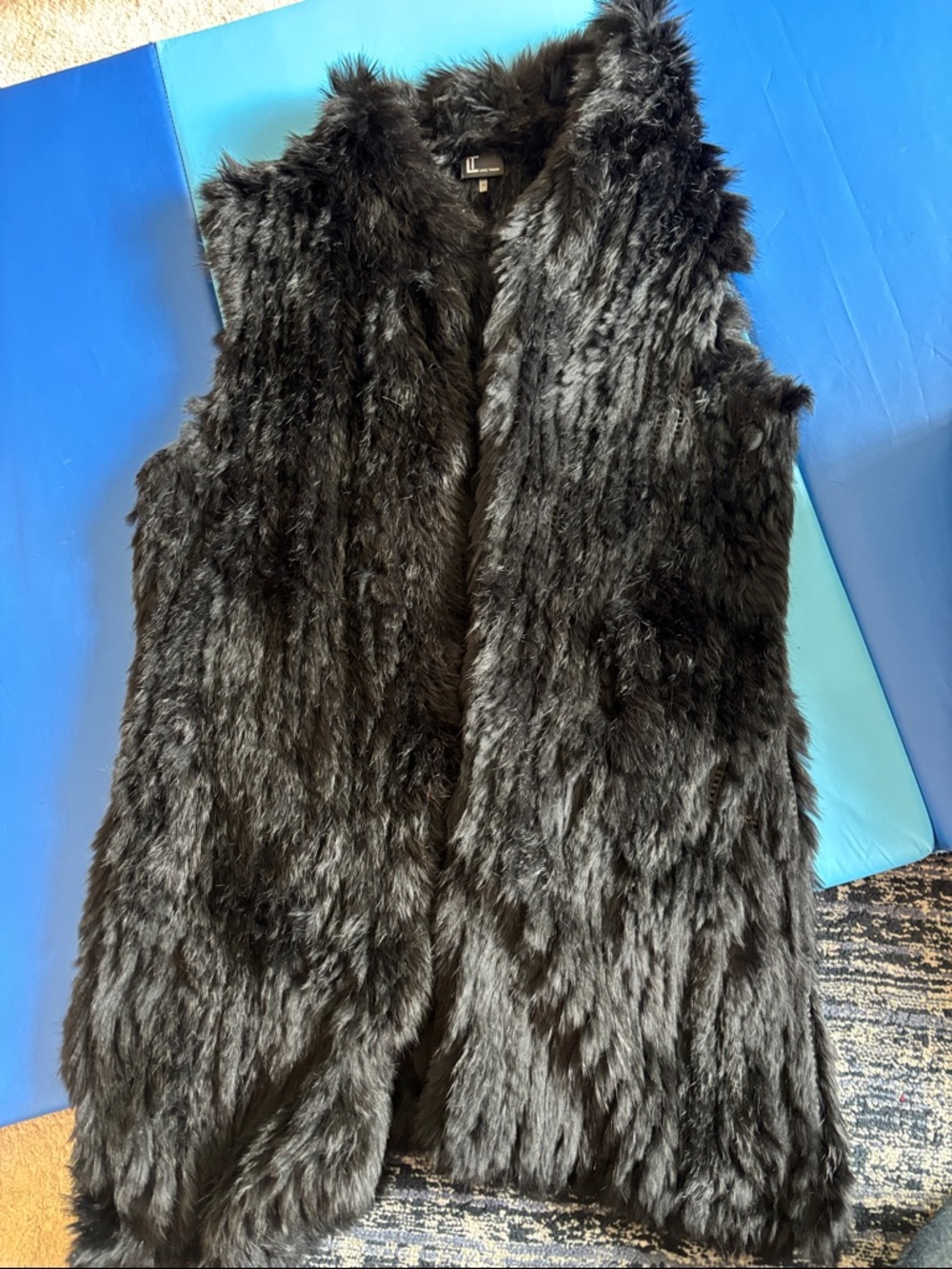 Love Token Black long Rabbit Fur Vest